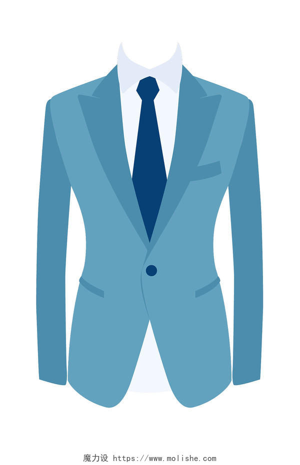 卡通浅蓝色西装领带白衬衣商务矢量素材